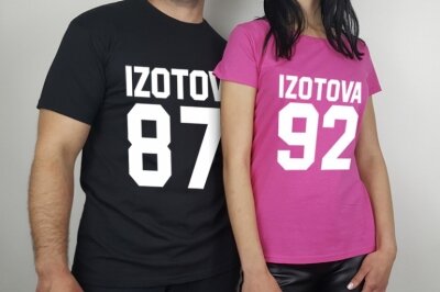 Футболки для пары с именами и датой рождения